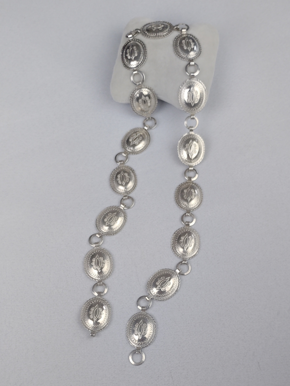 Stainless Steel Oval Concho Belt /  Necklace .
